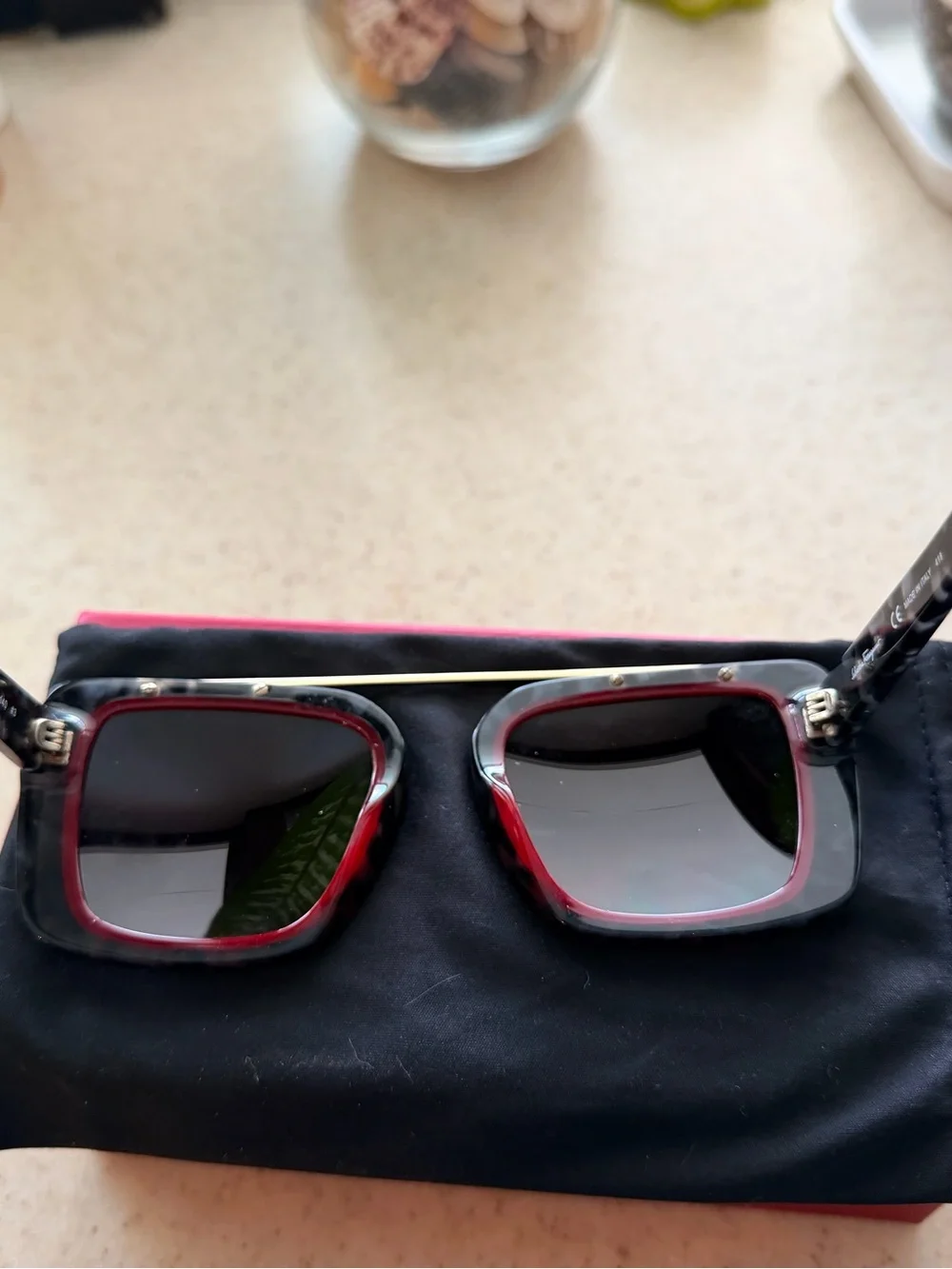 Salvatore Ferragamo Red Sunglasses Case with White Logo